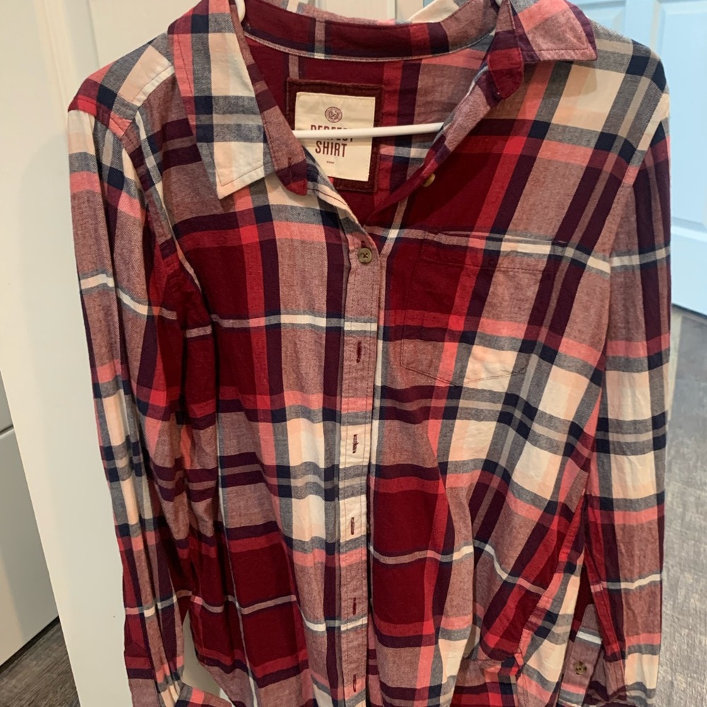 SO Perfect Plaid Flannel Shirt Relaxed Fit Long Sleeves